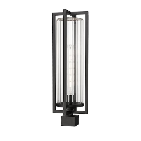 Z-Lite Aura 1 Light Outdoor Post Mount Fixture, 8in. W x 24.5in. H, Black 5013PHBS-BK